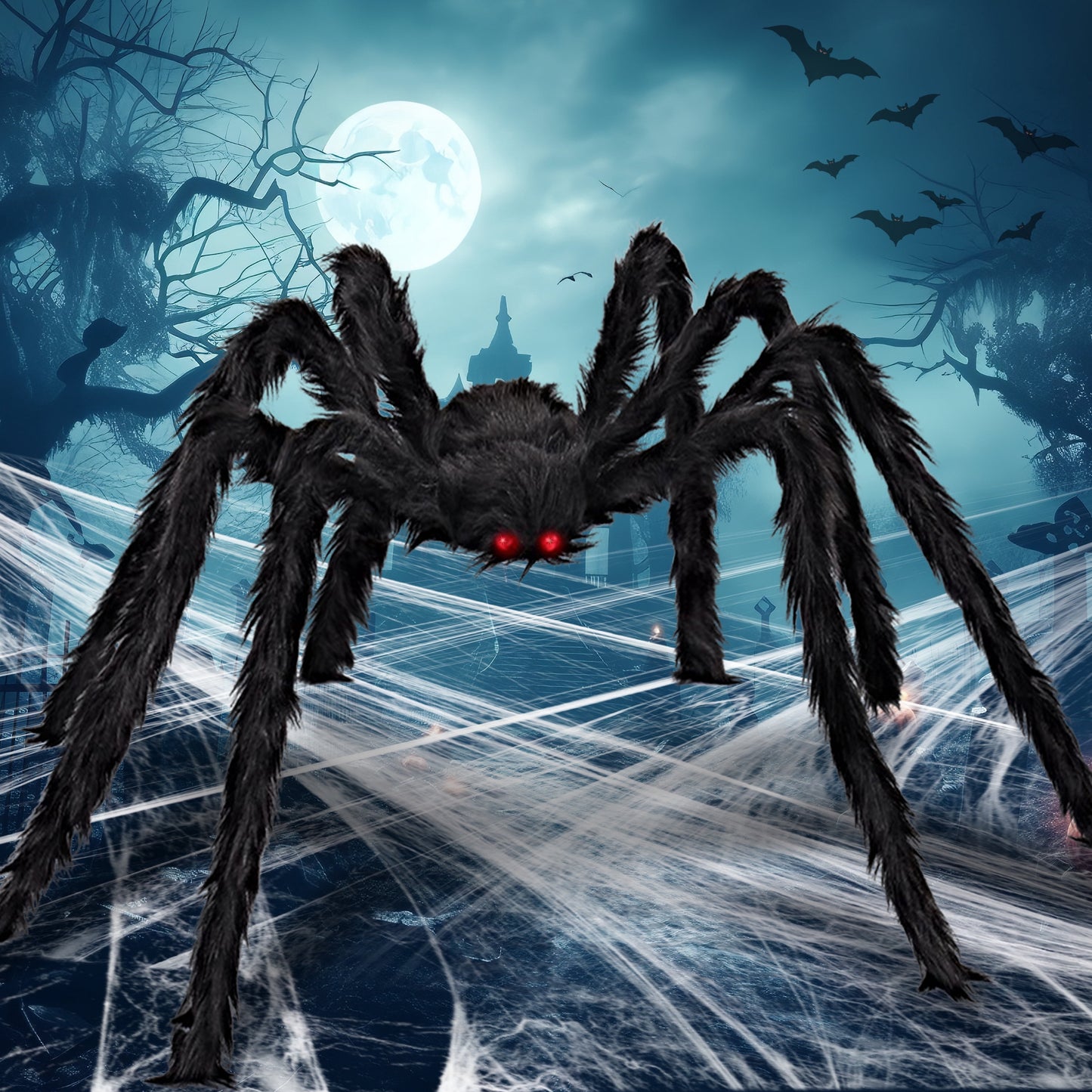 Joyfy 6.5 ft Giant Spider Halloween Decorations,Scary Spider Halloween Outdoor Party Decorations Props Halloween Yard Decorations,Black