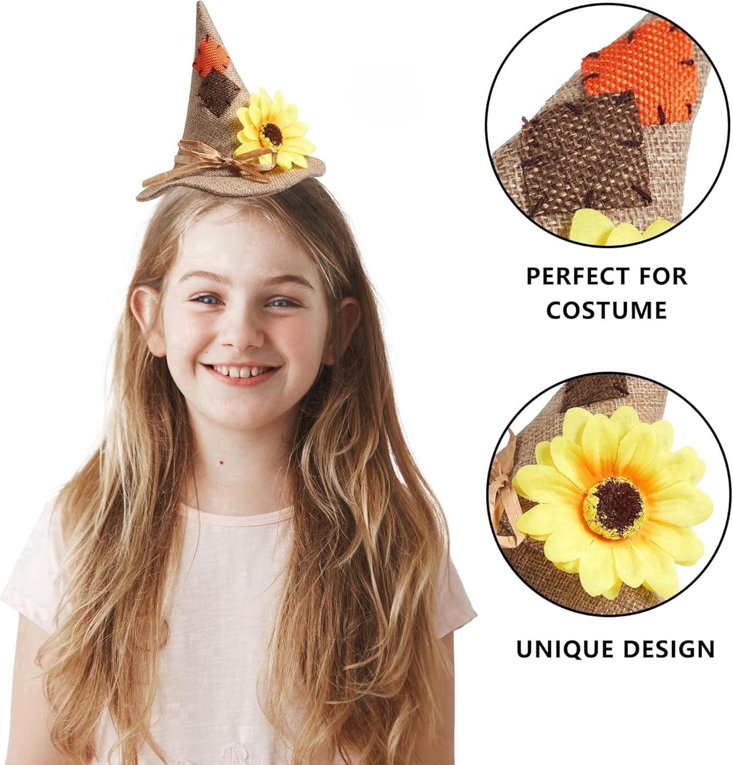 Joyfy Scarecrow Hat Headband for Adults, Brown Headwears Costume Accessories, Halloween Dress up Cosplay Party One Size
