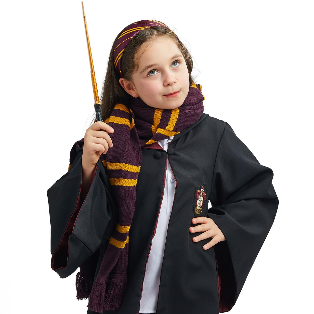 SYNCFUN 3 Pcs Halloween Wizard Costume Accessories Set with Tie Wand,and Headbands,Cosplay Accessories for Kids and Adults Dress Up