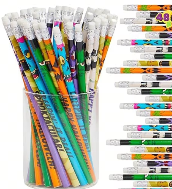 Joyfy 48 PCS Halloween Pencils Bulk with Eraser, Assorted Pencil Assortment Halloween Themed Stationery Set in 6 Design for Kids Boy Girl Trick or Treat, Party Favor Supplies, Classroom Gifts Prize