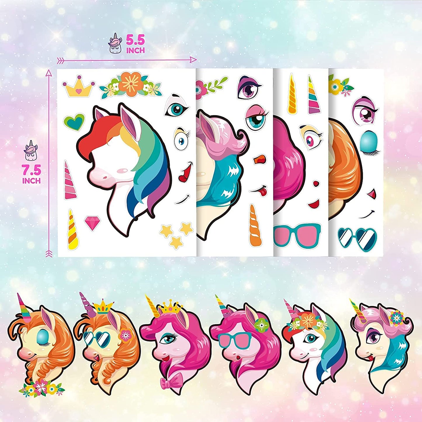 SYNCFUN 36 Sheets Make-a-Face Sticker Sheets, 1000+ Make Your Own Animal Mix and Match Stickers for Kids, Birthday Holiday Party Favor Craft Gifts for Toddlers, 9.8"x6.7"