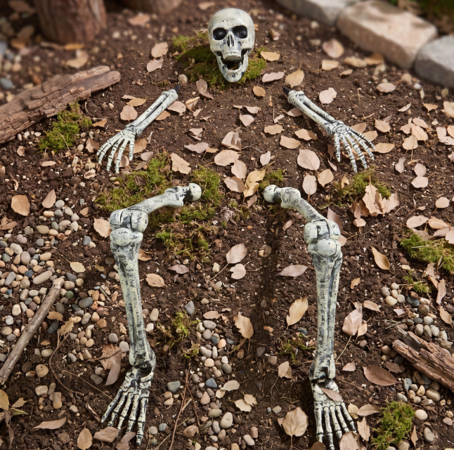 Joyfy 5 Pcs Halloween Skeleton Decorations Outdoor,Life Size Skeleton Yard Stakes, Groundbreaker Skulls Decor for Graveyard Yard Lawn Garden