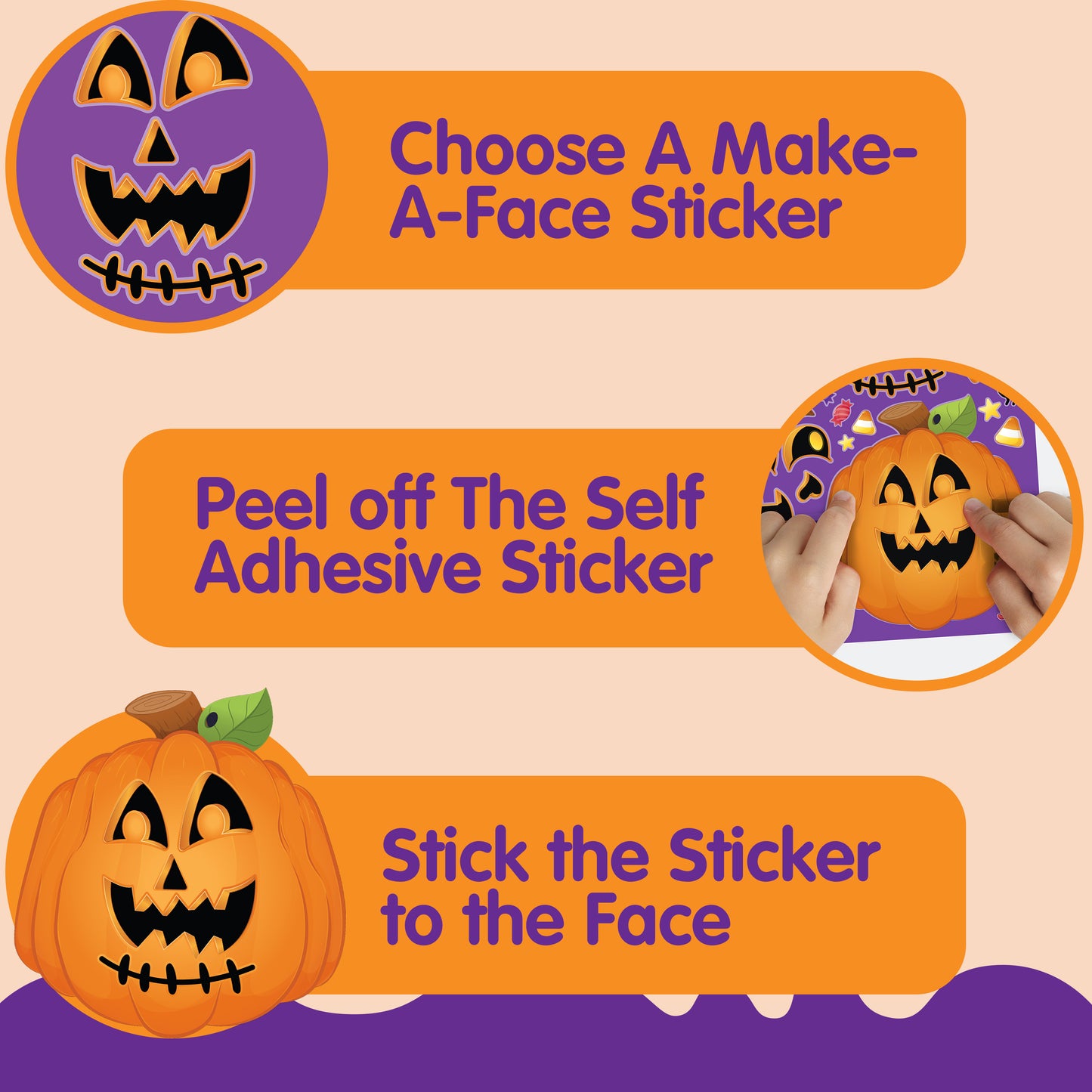 SYNCFUN 36 Pcs Halloween Stickers Make a Face Halloween Characters Stickers for Kids,Pumpkin Decorations Stickers Fall Stickers Party Favors for Kids,Halloween Craft