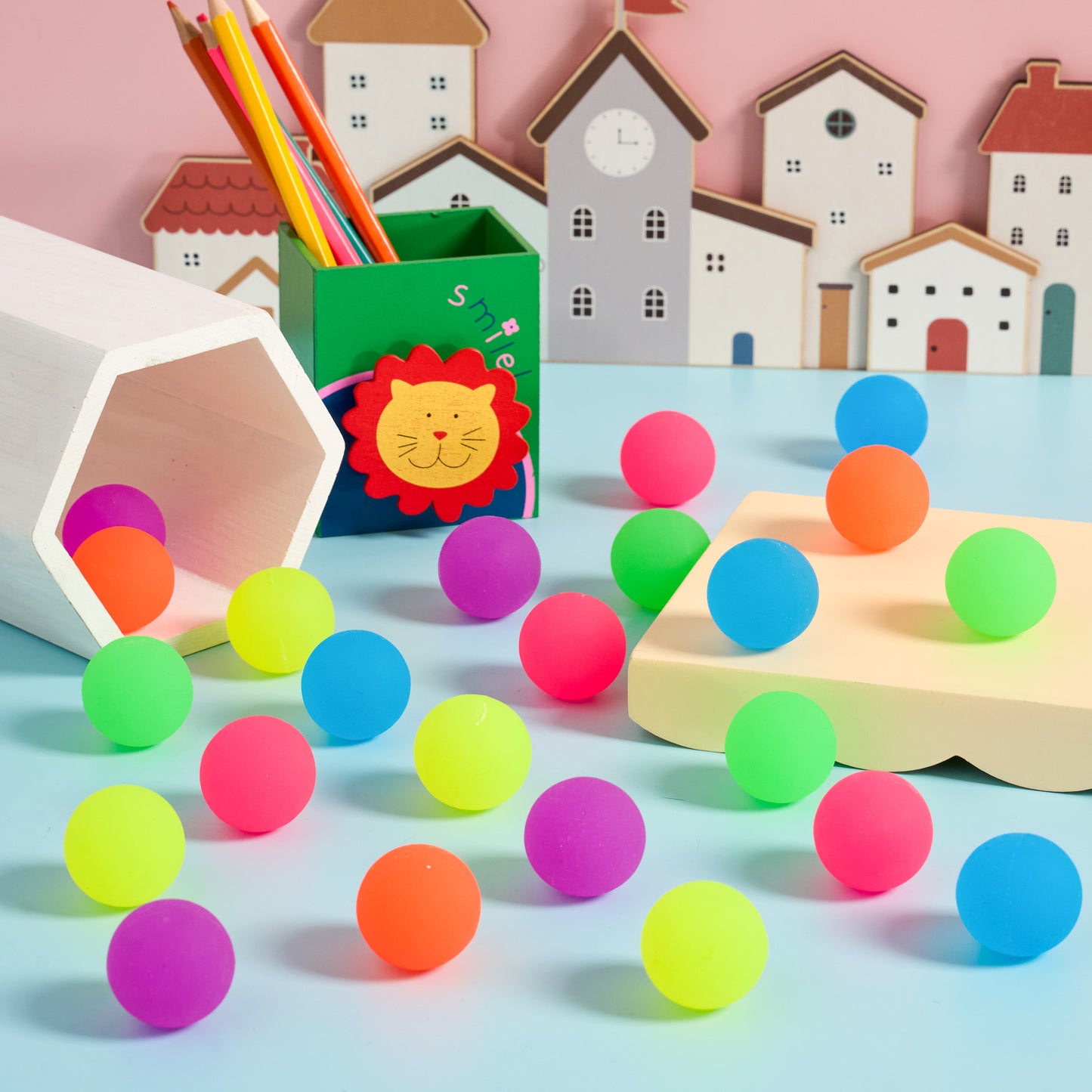 Joyfy 24 Pcs Bouncy Balls Multi Neon Party Favors 6 Colors 32mm Rubber Bouncing Balls Toys for Kids Small Gift for Birthday, Carnival Prize, Goody Bags Stuffers