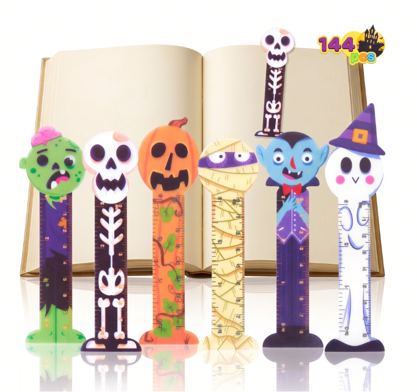 Joyfy 144 PCS Halloween Bookmark for Kids, Book Marks Rulers with 6 Design Halloween Themed Print for Party Favor Supplies, School Classroom Rewards Prize, Goodie Bag Stuffer