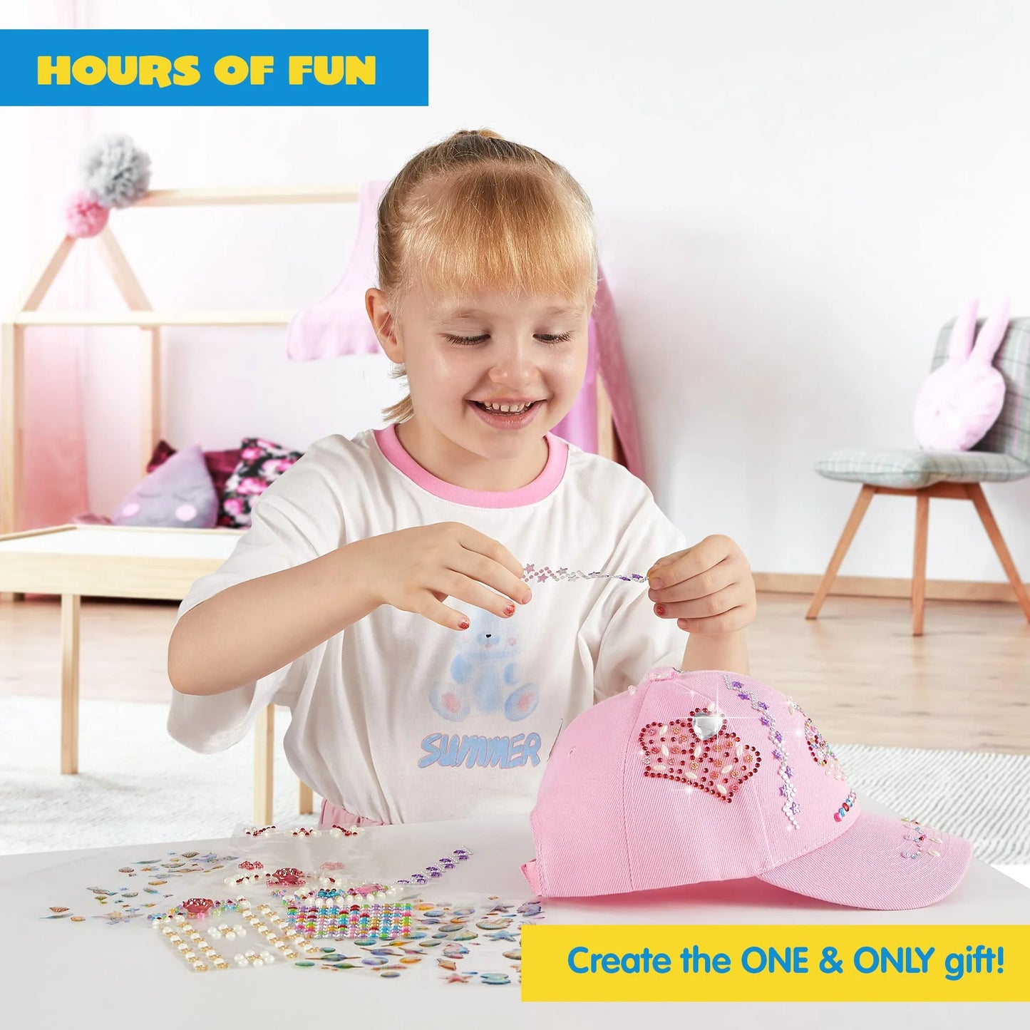 Joyfy Pink Baseball Cap Art Set, Arts And Crafts For Kids Ages 8-12, Birthday Toys Gifts For Girls Art Supplies
