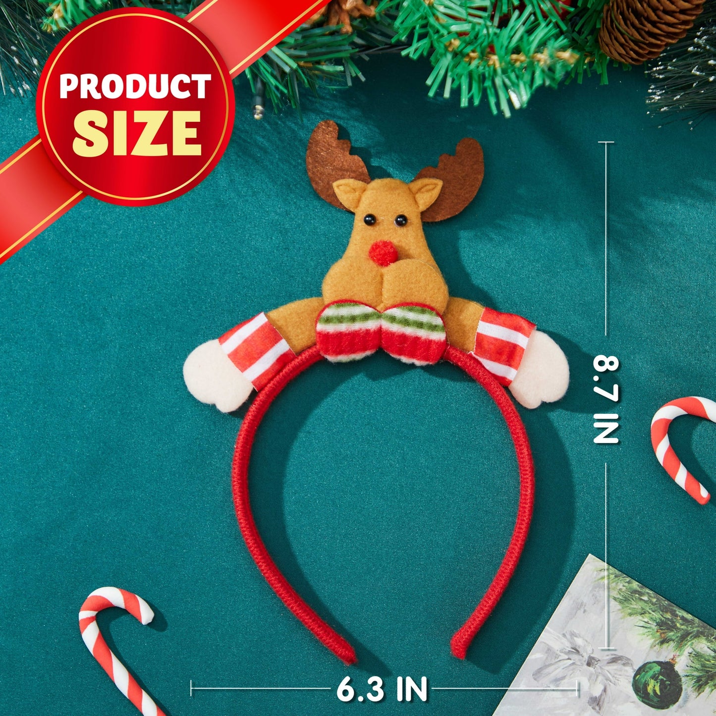 SYNCFUN 12 Pcs Christmas Headbands Assorted Design for Xmas Party Supplies Party Favors (One Size Fits All)