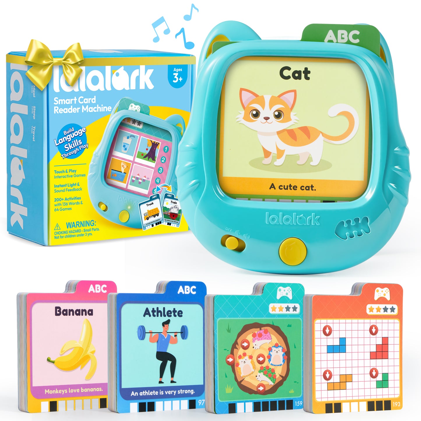 lalalark Talking Flash Cards,Kids Learning Toys,Educational Interactive for Toddlers, Speech Therapy Toys,13 Word 6 GamesTheme, with 200 Playful Cards