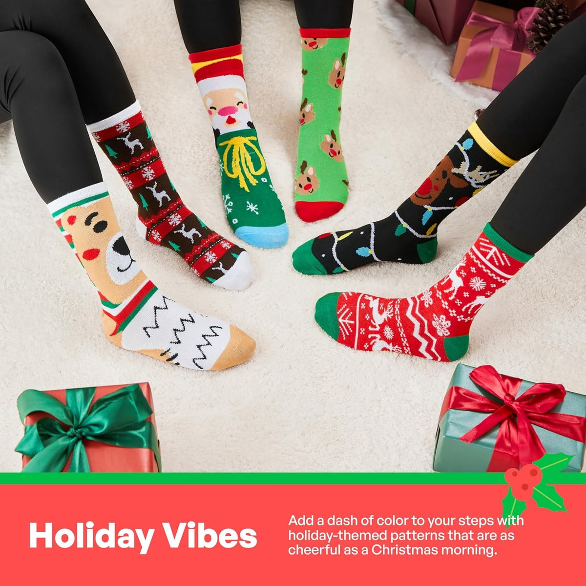 Joyfy 6 Pairs Christmas Socks Women, Plush Novelty Socks for Birthday Gift, Women's Holiday Christmas Socks, Christmas Gifts