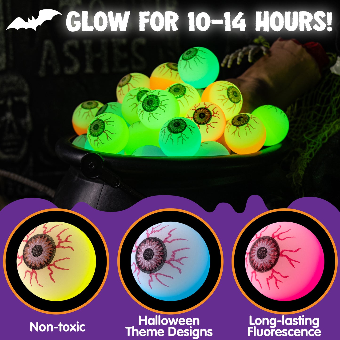 Joyfy 36 Pcs Halloween Bouncy Balls,Glow in The Dark Bouncy Balls Halloween Toys for Kids,for Trick or Treaters,Halloween Goodies,Halloween Party Favors
