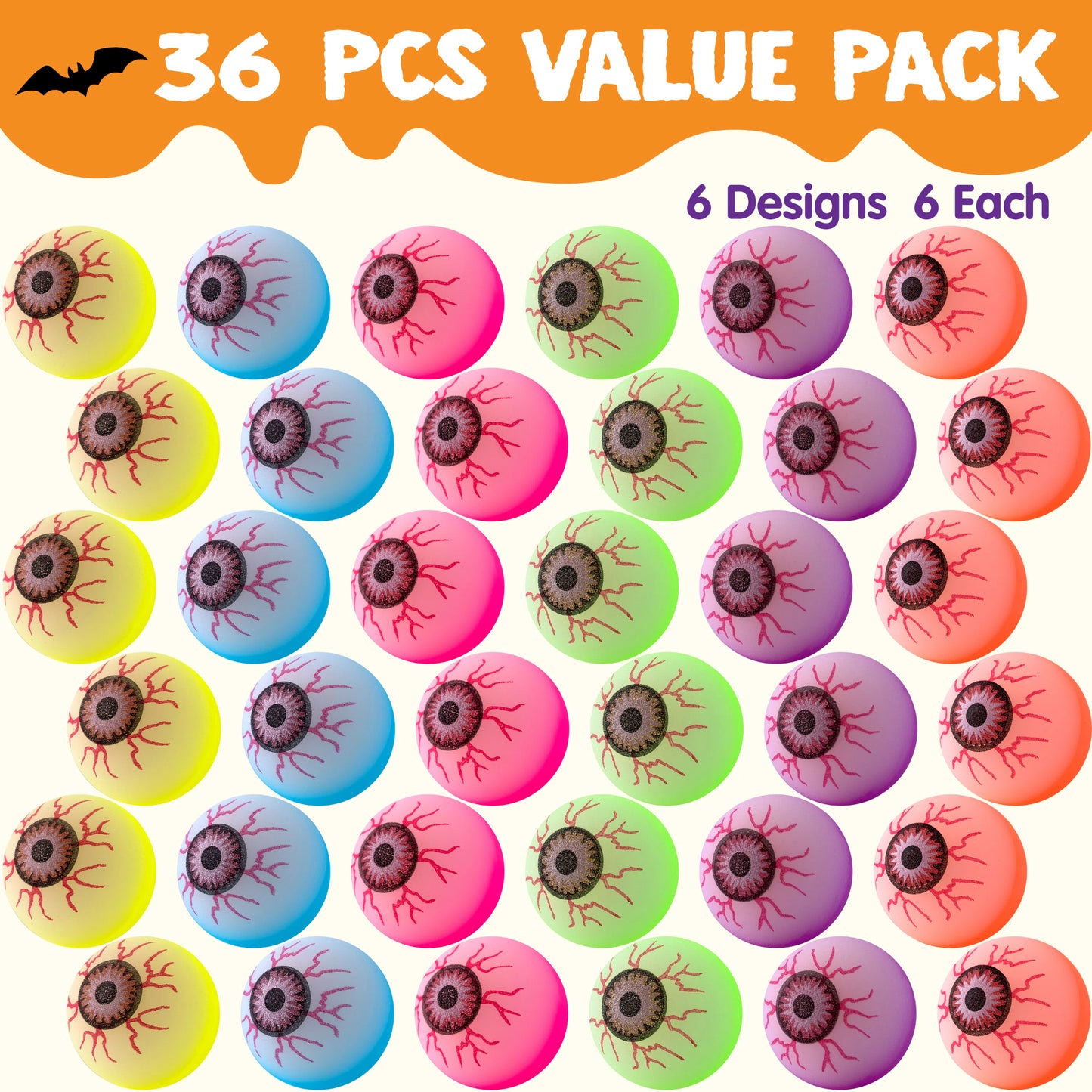 Joyfy 36 Pcs Halloween Bouncy Balls,Glow in The Dark Bouncy Balls Halloween Toys for Kids,for Trick or Treaters,Halloween Goodies,Halloween Party Favors