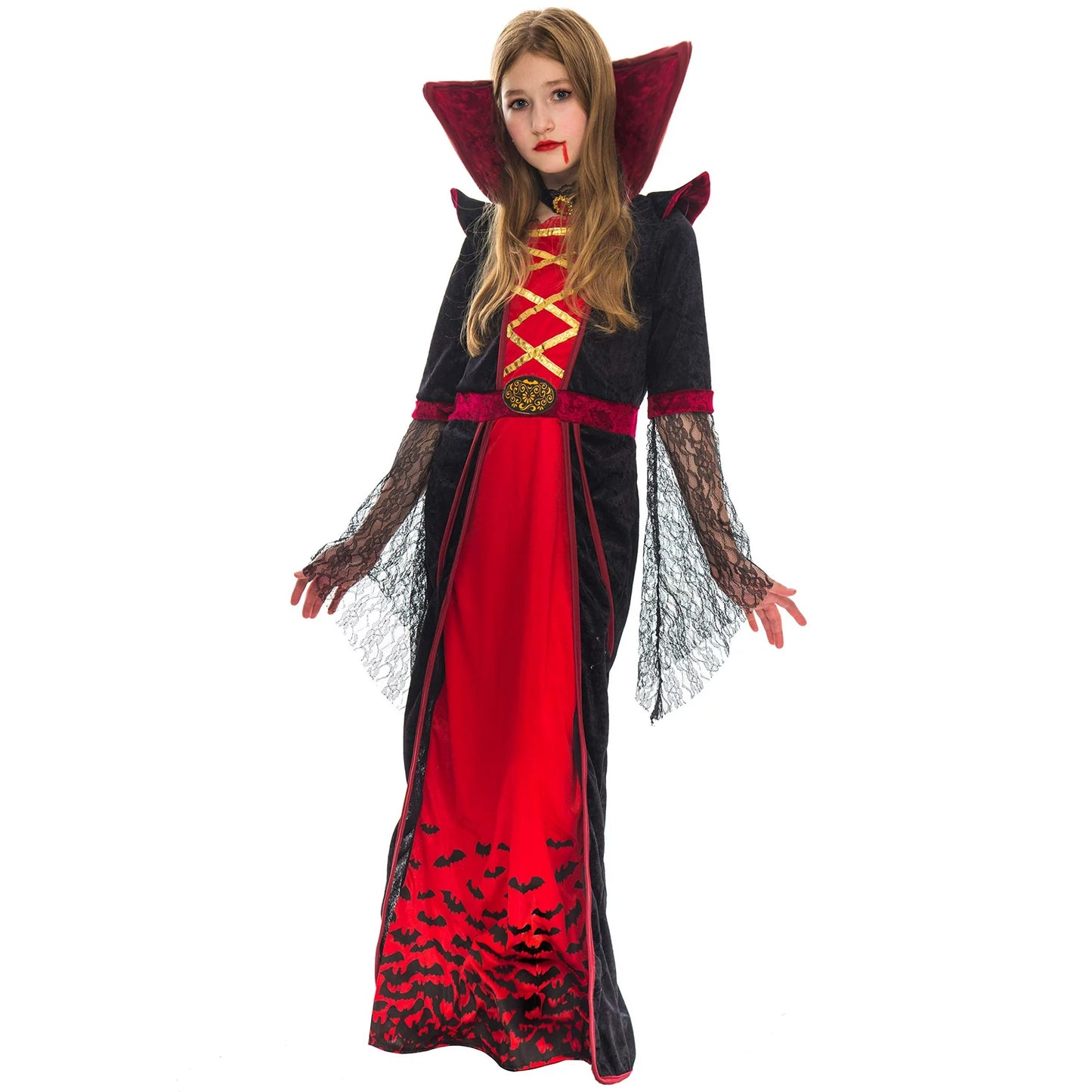 Spooktacular Creations Royal Vampire Costume for Girls, Halloween Gothic Set for Victorian Vampiress Queen Dress UP Party, XL