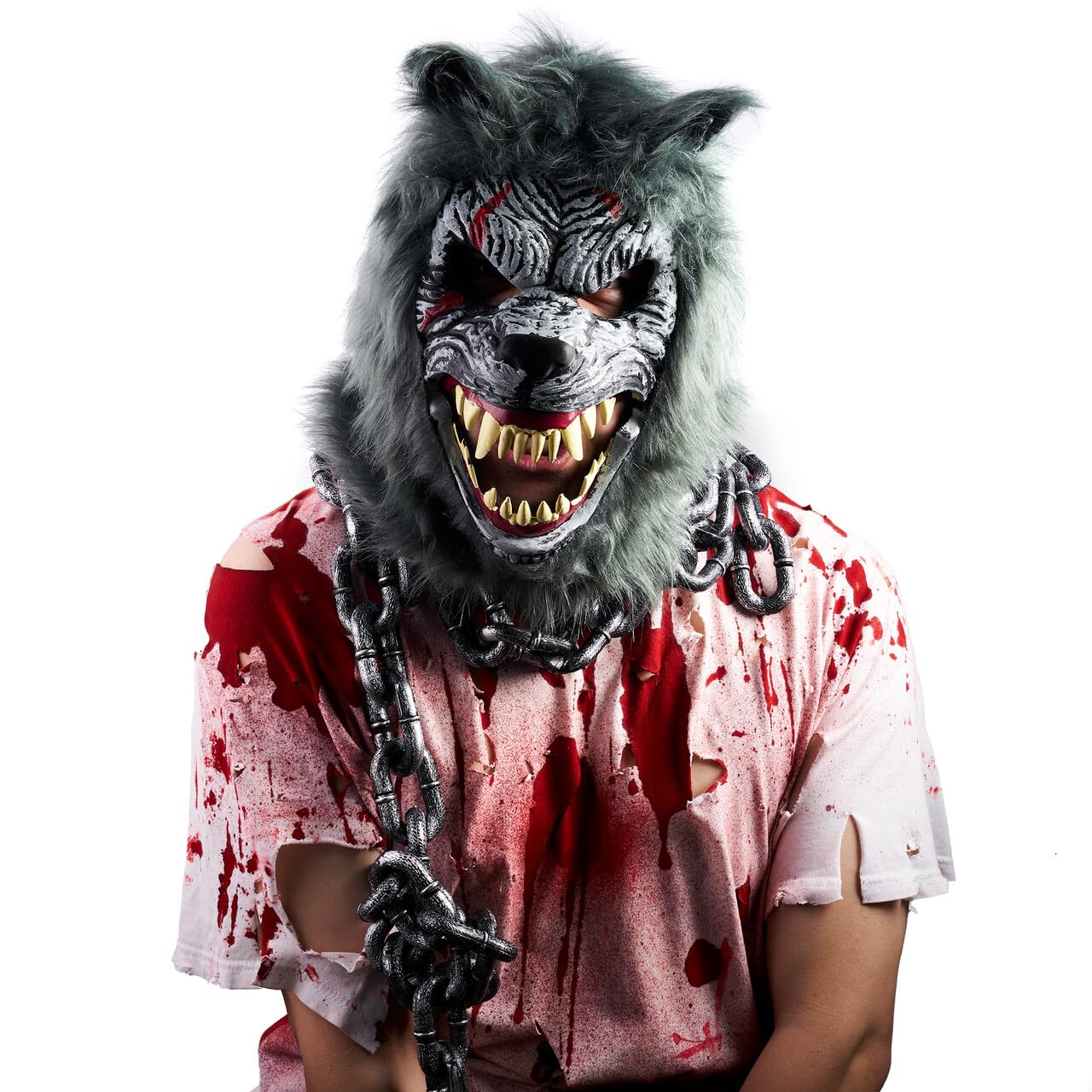 Joyfy Halloween Wolf Mask Scary Werewolf Mask for Adults Men,Halloween Costume Full Head Latex Wolf Masks Cosplay Prop