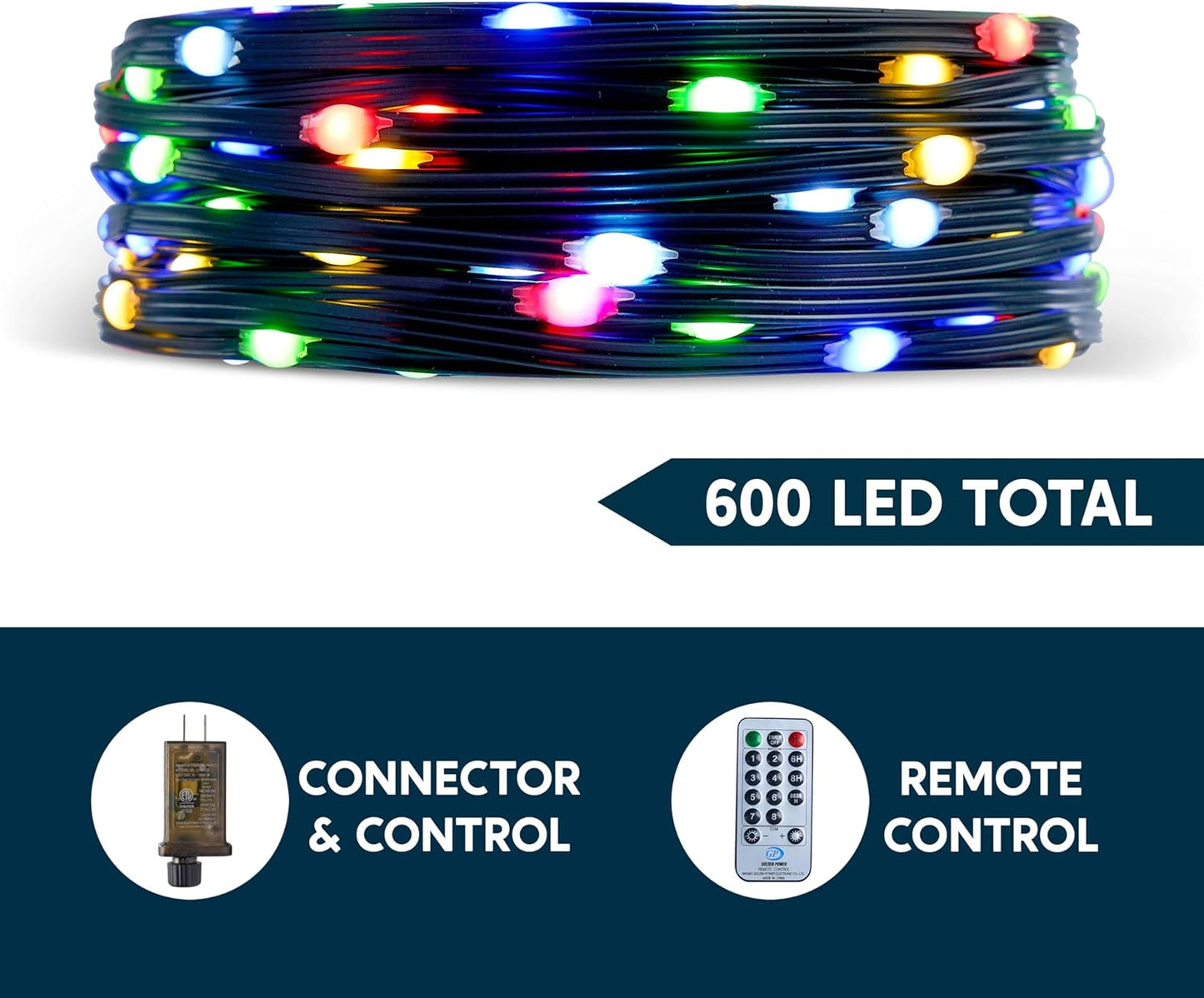 Syncfun 600 Led Christmas Lights,198 FT Christmas Lights with Remote Outdoor Decorations,Christmas Tree Lights with 8 Modes Timer for Holiday Xmas Party