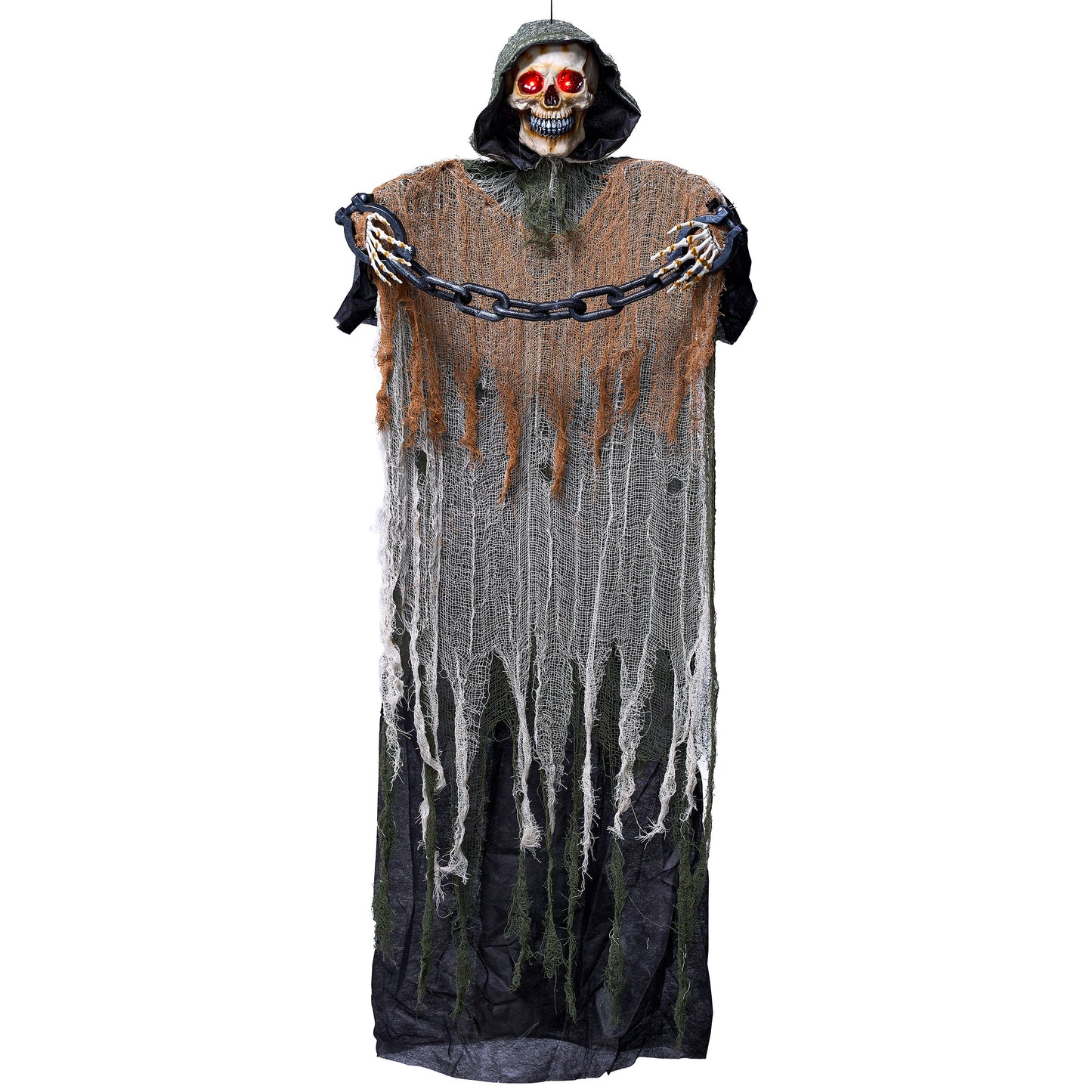Syncfun 67 Inch Halloween Hanging Ghosts,Scary Lighted Eyes Animated Grim Reapers with Chain Decorations for Halloween Hanging Decorations Indoor Outdoor Yard Home Decorations
