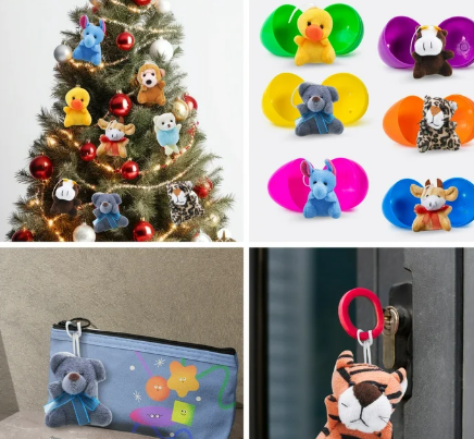 Joyfy 12 Pcs Mini Plush Toy Small Stuffed Animals Kids Party Favors, Pinata Fillers, Animals Keychain Decoration for Boys Girls, Birthday Supplies