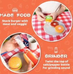 SYNCFUN 34 PCS Pretend Play Toy BBQ Grill Set, Kitchen Toy Set, Cooking Toy Set, Little Chef Play, Kids Grill Playset Interactive BBQ Toy Set for Kids, Christmas Birthday Gift for Boys Girls Kids