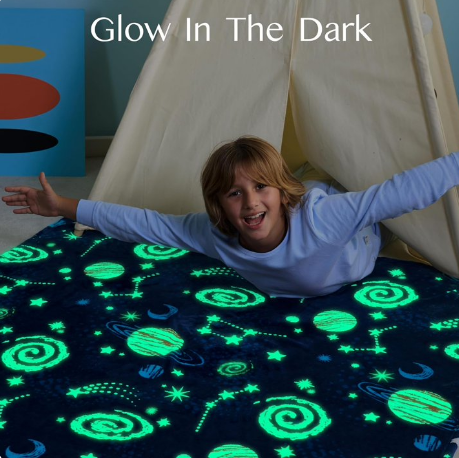 Joyfy Glow in The Dark Blanket-Space Gifts for Girls Boys 50" x 60" Soft Cozy Flannel Kids Throw Blanket
