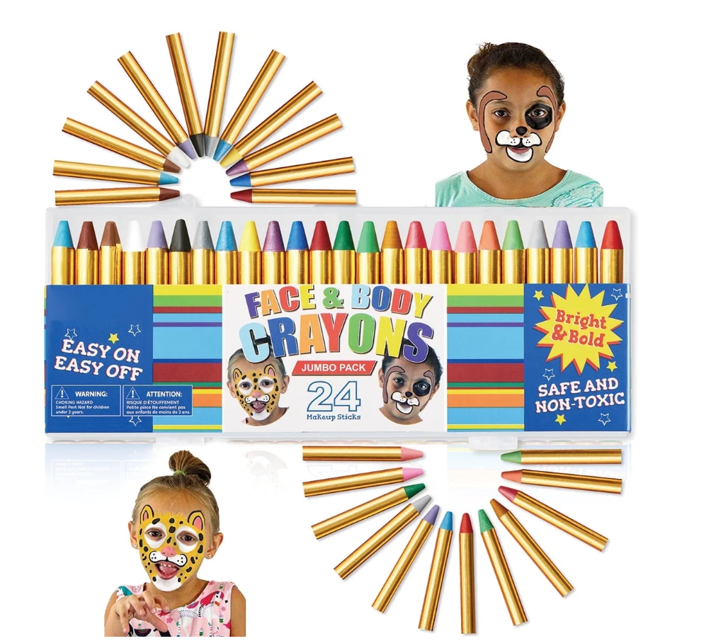 Joyfy 24 Piece Face Paint for Kids, Safe Face and Body Crayons for Toddlers, Birthday Easter Halloween Makeup Party Supplies