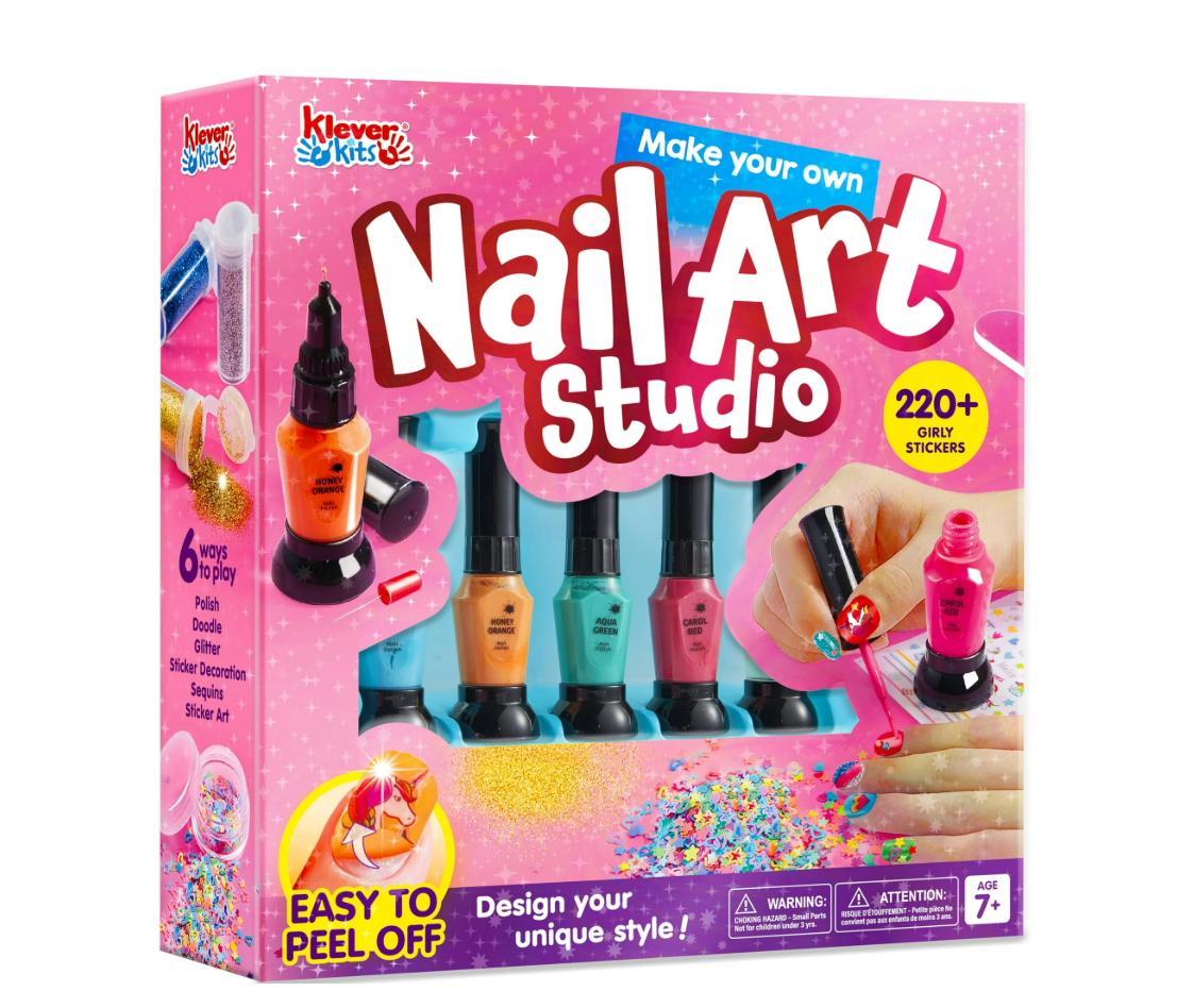 Klever Kits Nail Polish Art Kit for Kids, All-in-One Set for Nail Salon Game Gifts for Girls Aged 7+