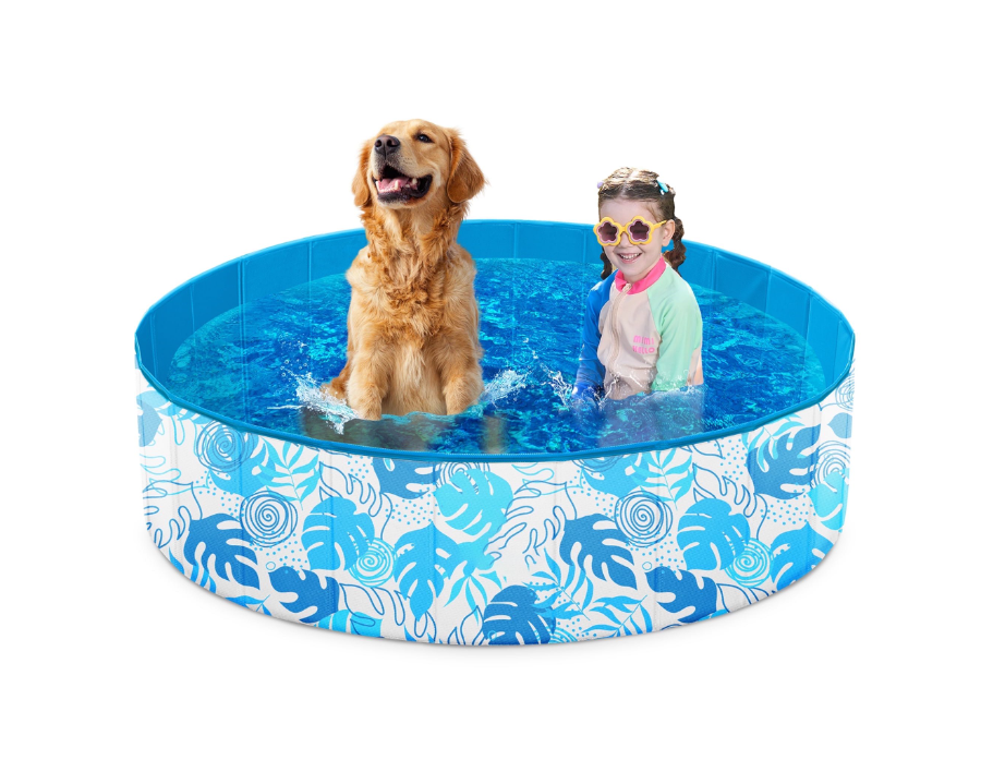 JOYFY 48 x 12 Inches Plastic Kiddie Pool, Pet Swimming Pool Foldable Portable for Dogs Cats and Kids Blue