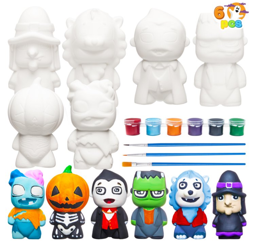 Joyfy Halloween Crafts for Kids,Halloween Squishy Toys Coloring Craft Kit with 6 Different Characters for Kids Activities Party Favors,Halloween Arts and Crafts