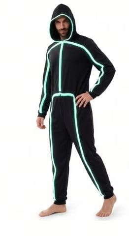 Joyfy Halloween Adult Glow in The Dark Costume, Unisex Led Skin Costume Bodysuit for Halloween Themed Party Dress up Cosplay