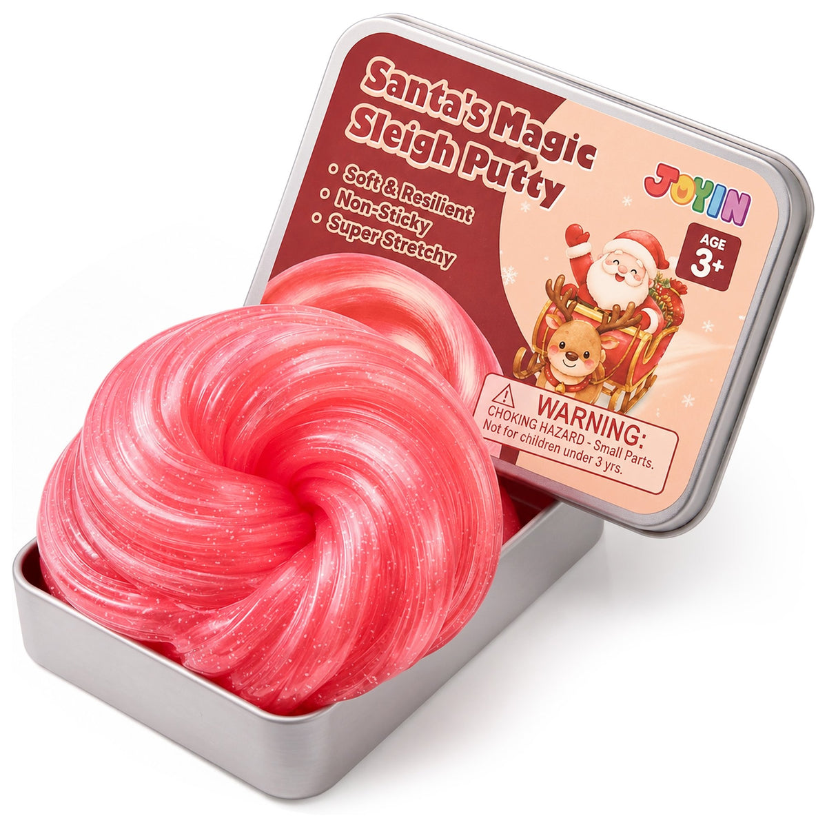 Joyfy Santa Claus Putty, 4.2 oz Christmas Slime, Therapy Putty for Kids and Adults, Stretchy Stress Relief Toy for Great Sensory Experience, Birthday Gifts & Party Favors