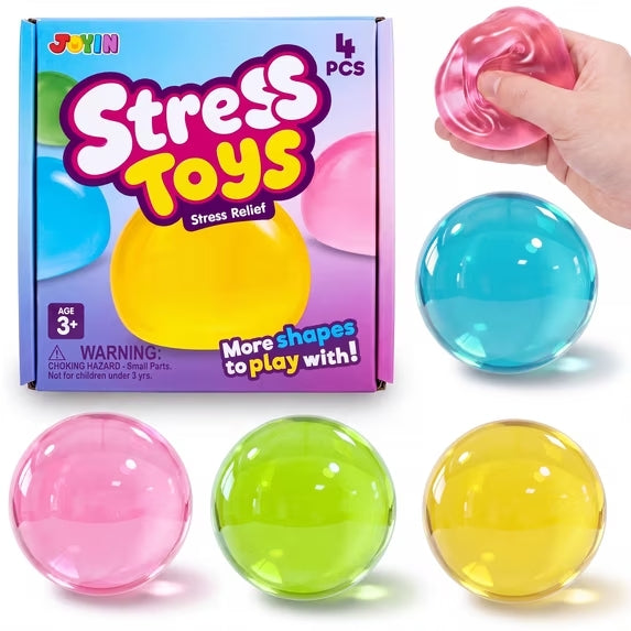 Joyfy Coconut Oil Squishy Toys, 4PCS Stress Relief Toys for Kids and Adults, Soft Squeeze Fidget Toys, Pastel Colors for Party Favors and Birthday Gifts