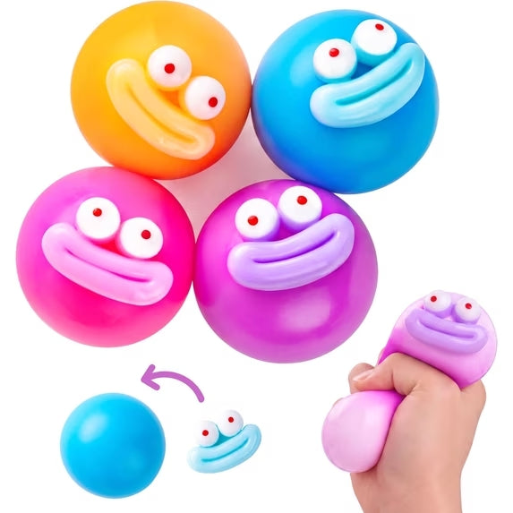 Joyfy 4 PCS Funny Face Squishy Toys, Soft Squeeze Stress Balls for Kids and Adults, Slow-Rising Fidget Sensory Toy for Party Favors, Birthday Gifts