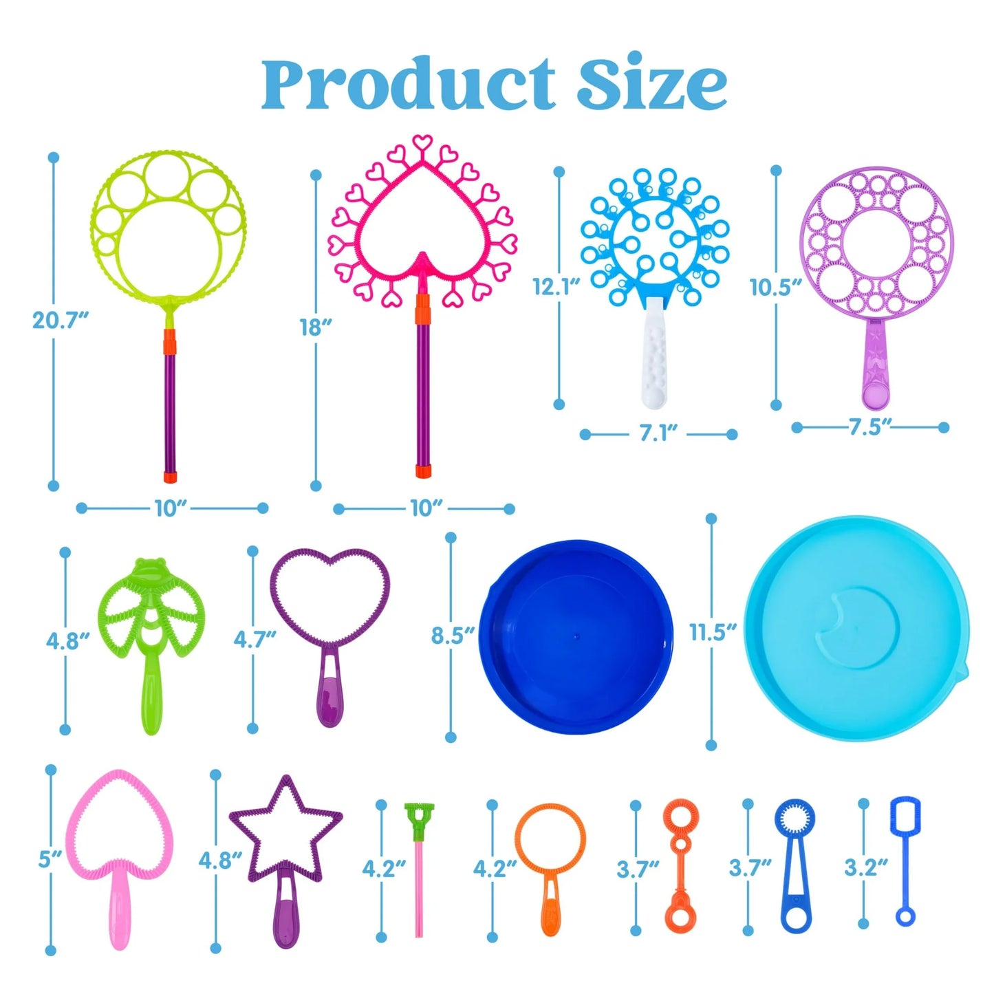 Syncfun 36Pcs Big Bubble Wands Set, 18" Giant Bubble Maker with Tray Bulk, Large Bubble Wands for Kids Gifts, Summer Outside Bubble Toys