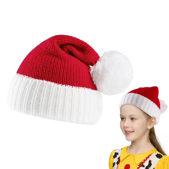 Joyfy Santa Hats Kids Christmas Hat Elf Xmas Party Hat Red Knitted Beanie Hat for Kids Boys,Girls