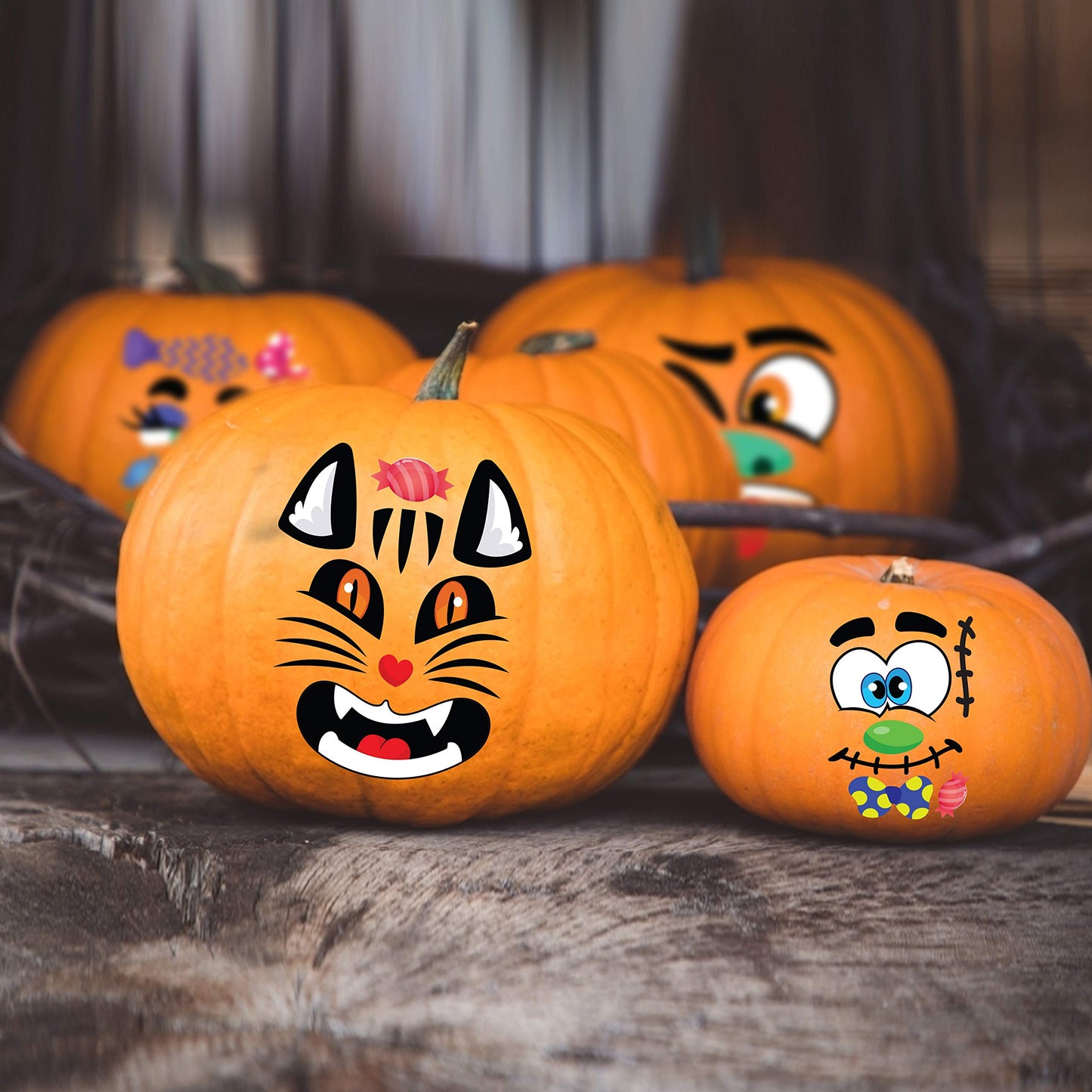 JOYIN Make 40 Faces Pumpkin Decorating Stickers with 18 Sticker Sheets in 12 Different Designs and Sizes Halloween Party Supplies Trick or Treat Party Favors