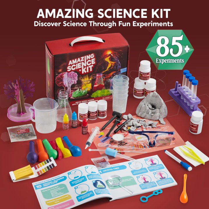 SYNCFUN 85+ Science Kits for Kids, STEM Activities with Erupting Volcano and Growing Crystal Tree ,Experiments Educational Toys Gifts for Kids Aged 6 7 8+