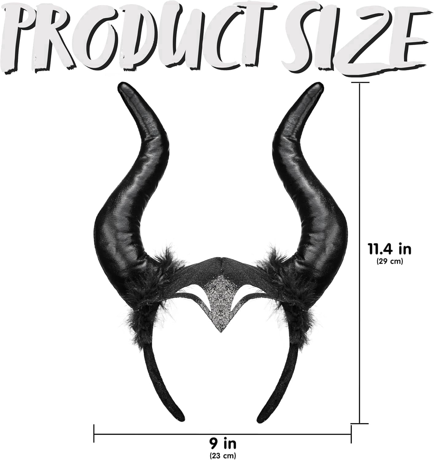 Joyfy Halloween Devil Horns Headband for Adult, Black Ram Horns Headgear, Halloween Devil Costume Party Dress up Accessories