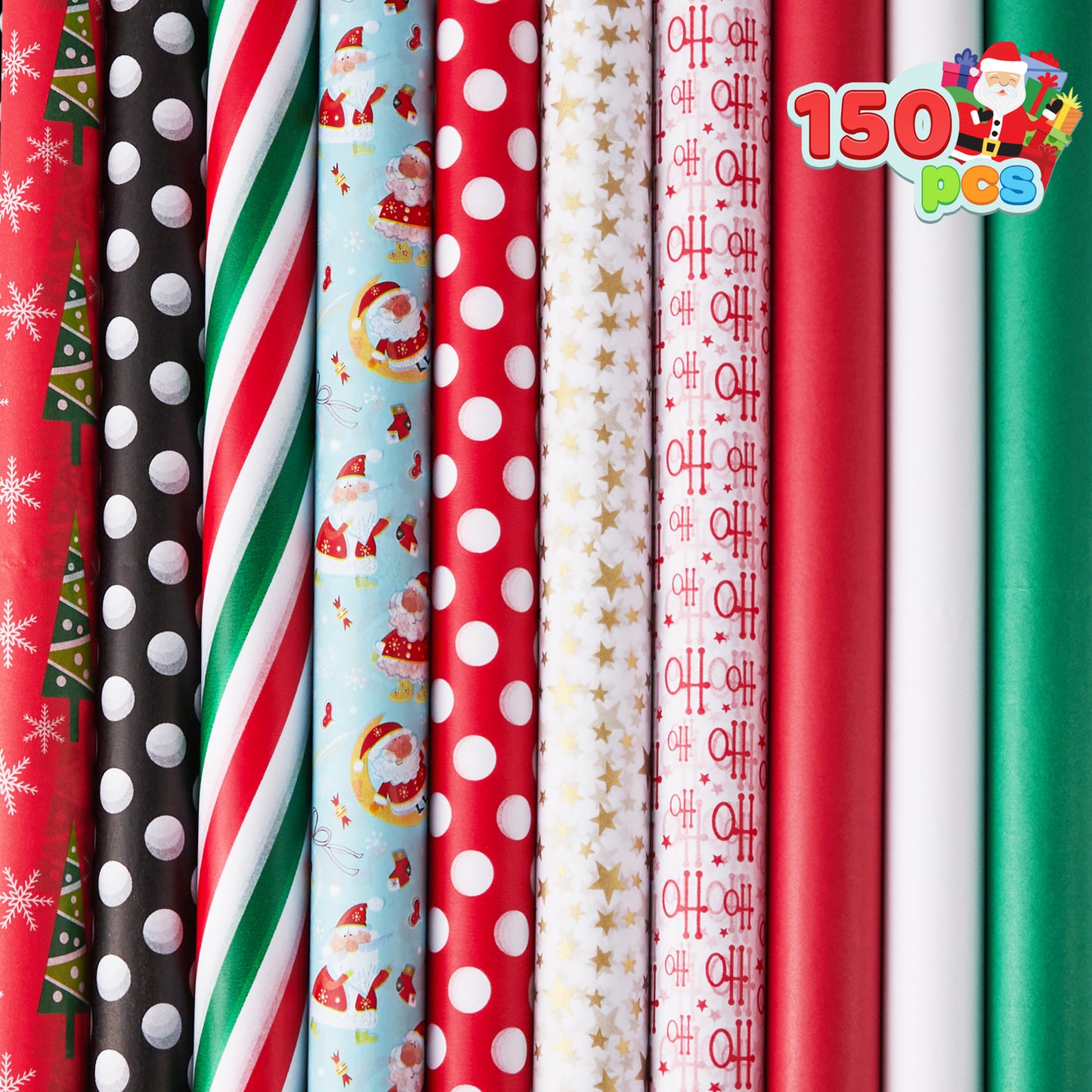 Joyfy 150 Sheets Christmas Tissue Paper Assorted Design 20" x 20" Easy and Fast Gift Wrapping Accessory for Present Boxes, Xmas Gift Wrapping Bags and Wine Bottles