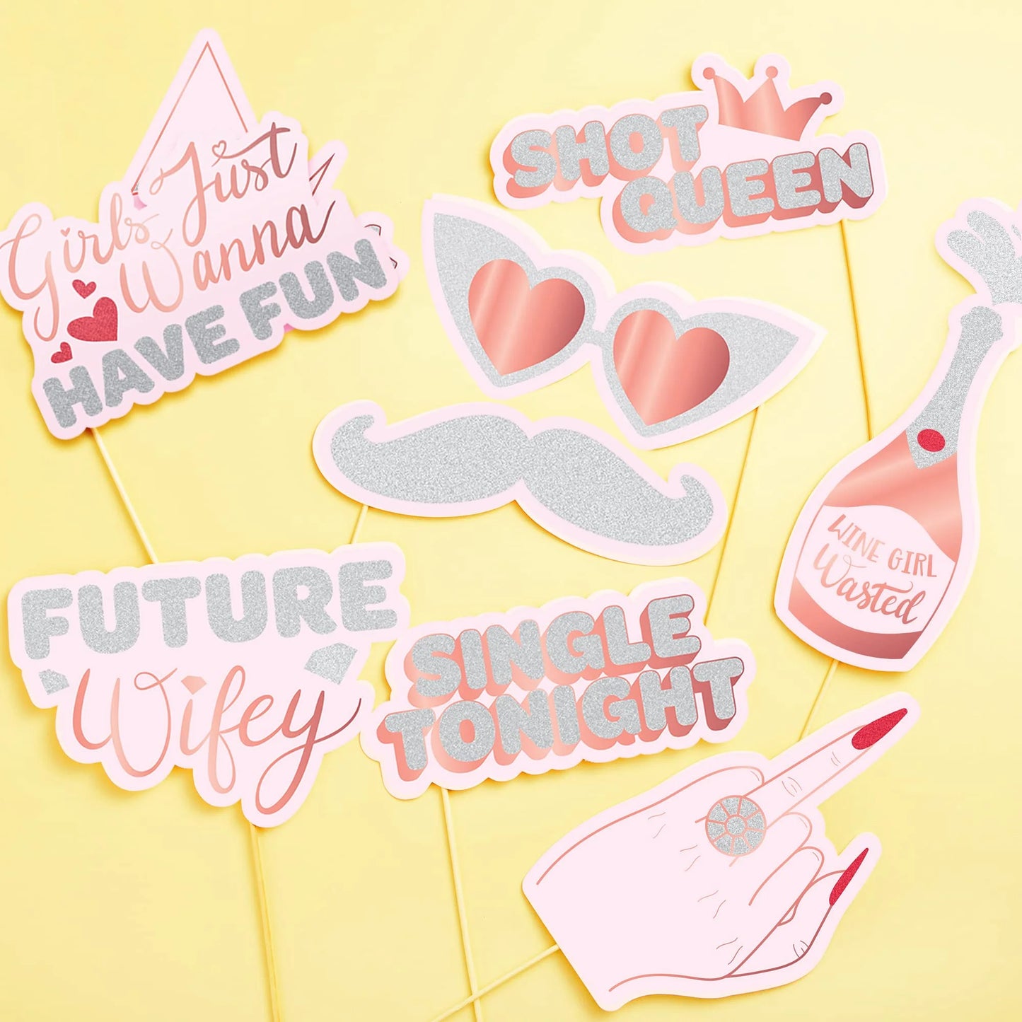 JOYIN 24 Pack Bachelorette Photo Booth Props, Bachelorette Party Decorations-Including Stick and Strike a Pose Sign,Rose Gold Future Future Mrs Party Supplies,Bride to Be, Bridal Shower