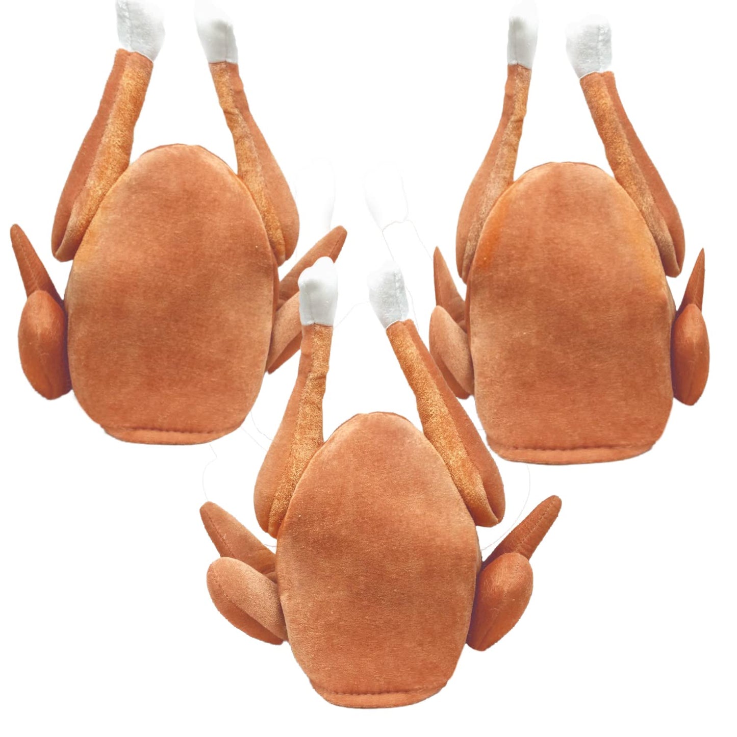 Spooktacular Creations 3 Pack Plush Roasted Turkey Hats for Thanksgiving and Halloween Costume Dress Up Party