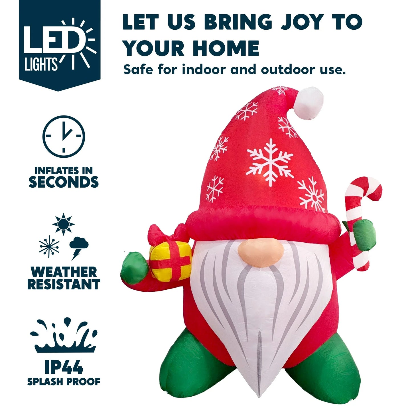 Joyfy 6 FT Christmas Inflatables Gnome Outdoor Decorations,Christmas Gnome Blow Ups Yard with Built-in LEDs for Holiday Party Garden Lawn Decor