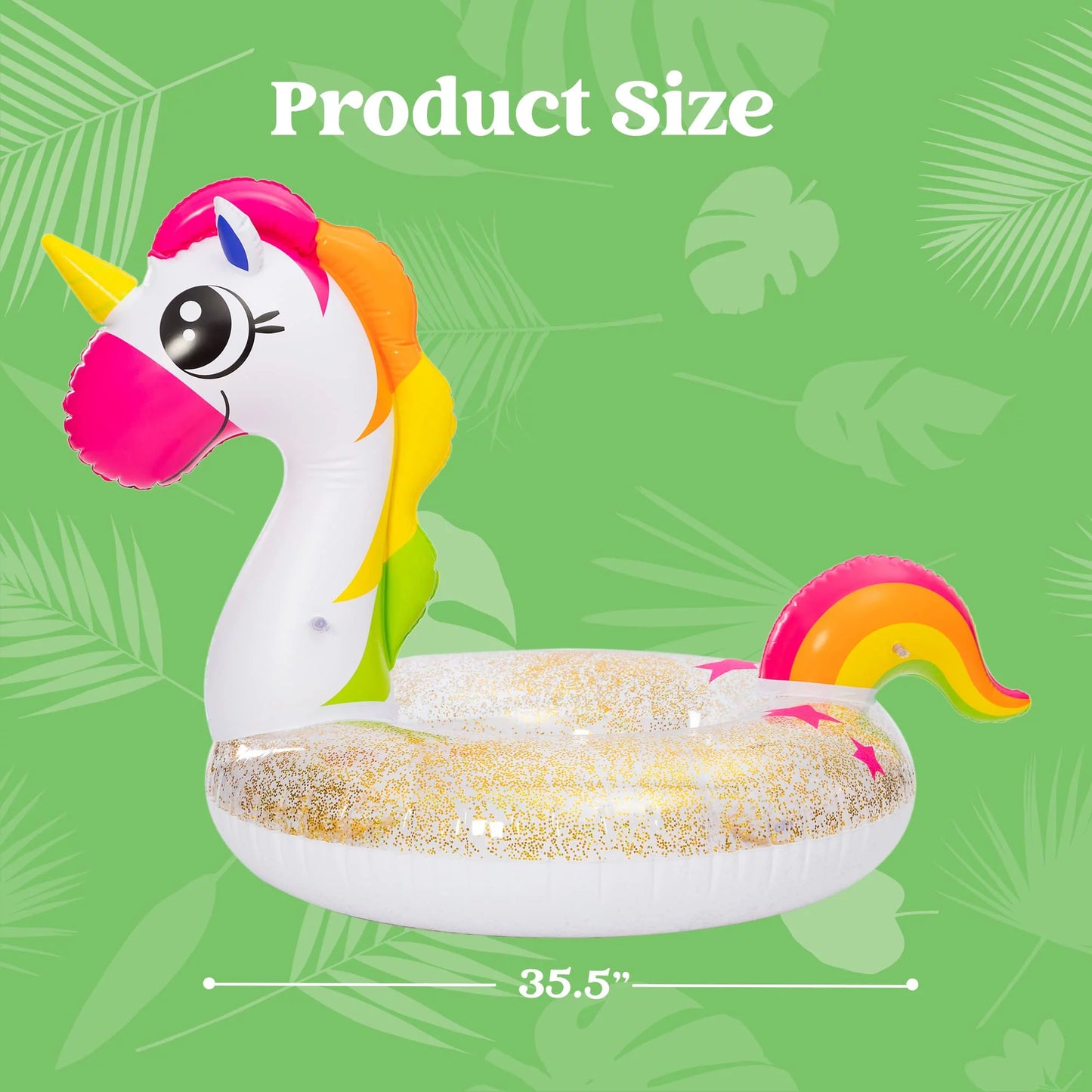 JOYIN 2 Set unicorn & Flamingo Pool Float with Glitters 35.5”, Pool Tubes for Floating, Fun Beach Floaties, Pool Toys, Summer Pool Beach Outdoor Party Supplies Party Toys for Kids