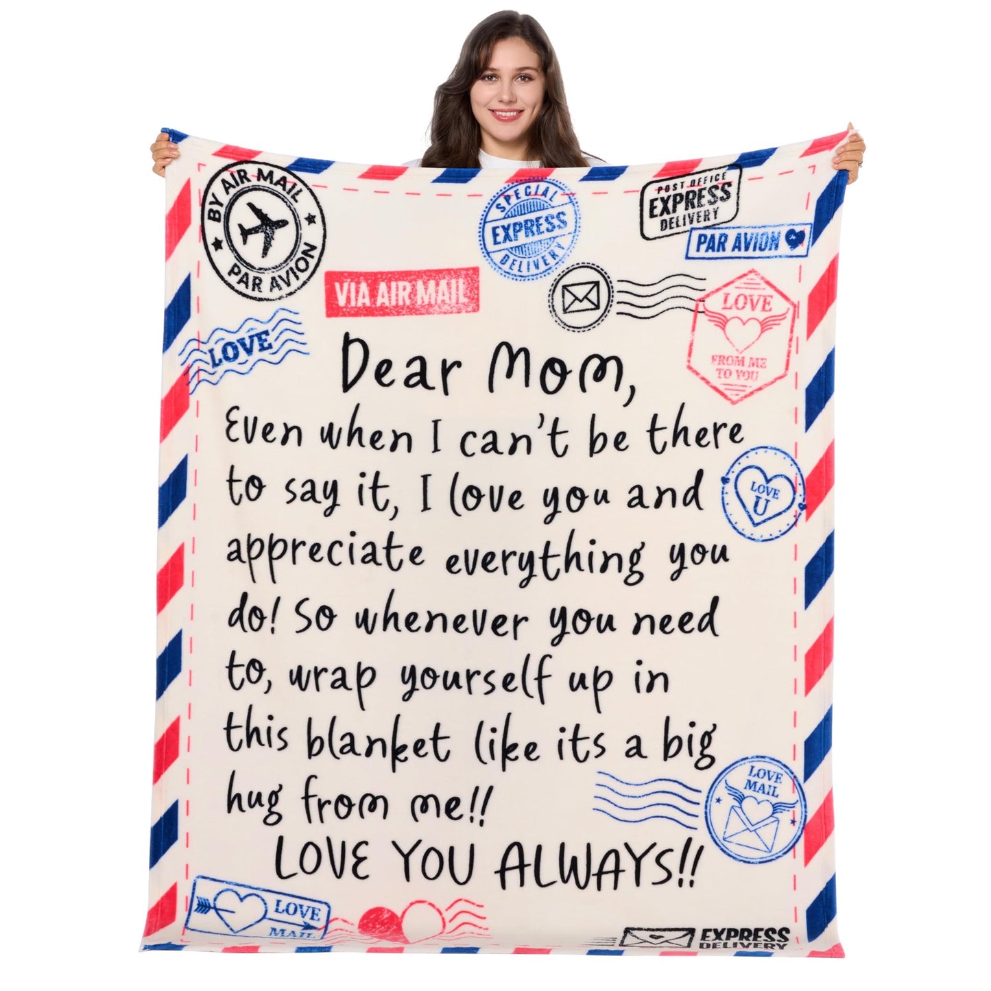 Joyfy Soft Flannel Mother's Day Blanket Gifts for Mom, Grandma Birthday Present from Daughter Son - Ivory White 60" x 80"