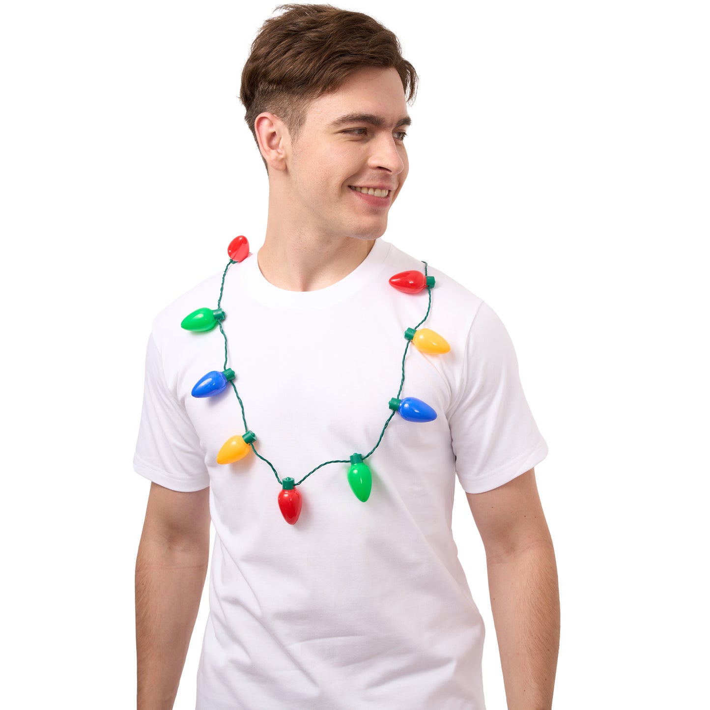 SYNCFUN 9 Pcs Christmas LED Light up Bulb Necklaces 9 Bulbs LED Necklaces Holiday Costume Accessories for Christmas Xmas Party Favor Party Supplies