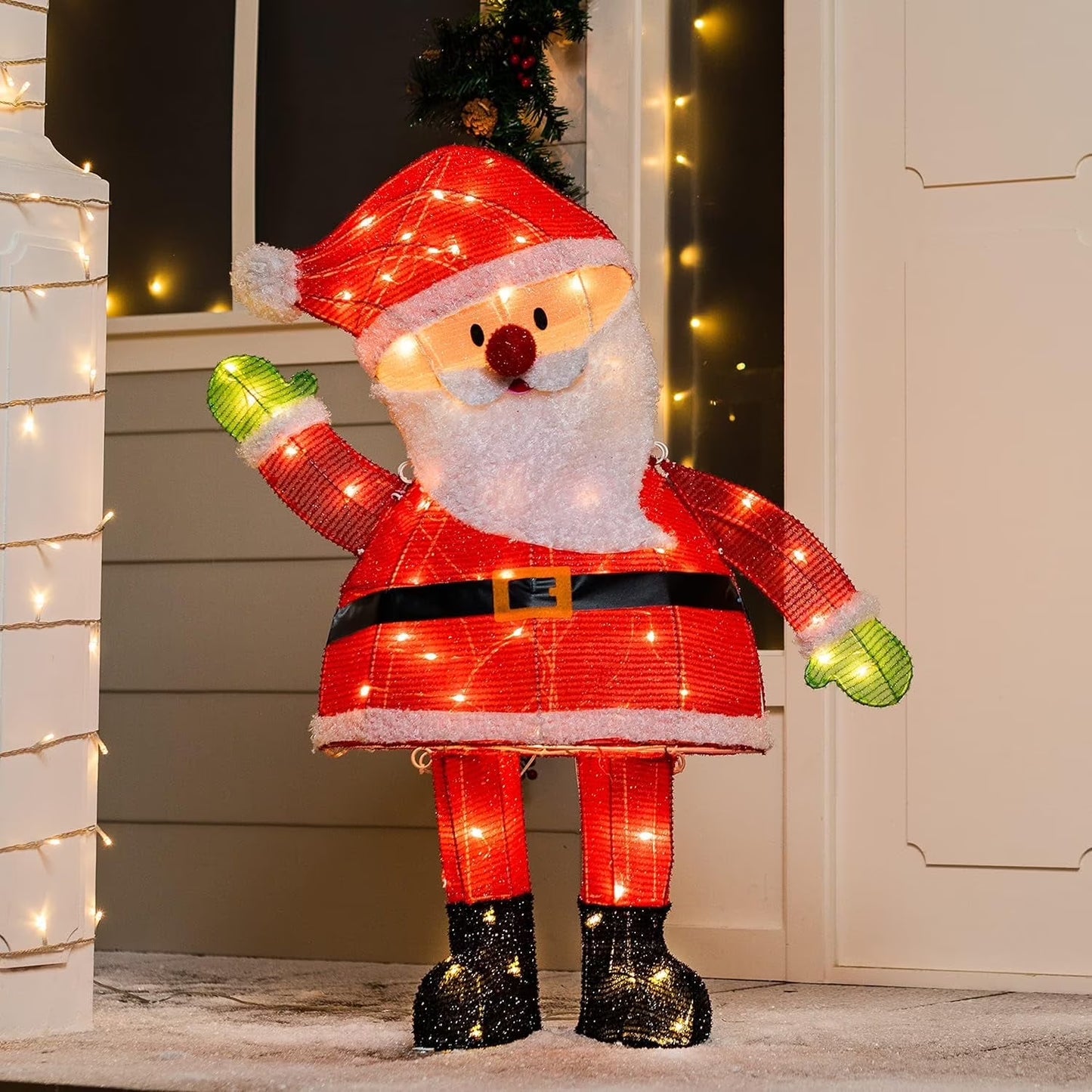 Joyfy 3 FT Santa Yard Light Christmas Outdoor Decorations,70 Pre-Lit LED Christmas Decorations,Christmas Yard Light with Stakes Decorations Outdoor Holiday Decor