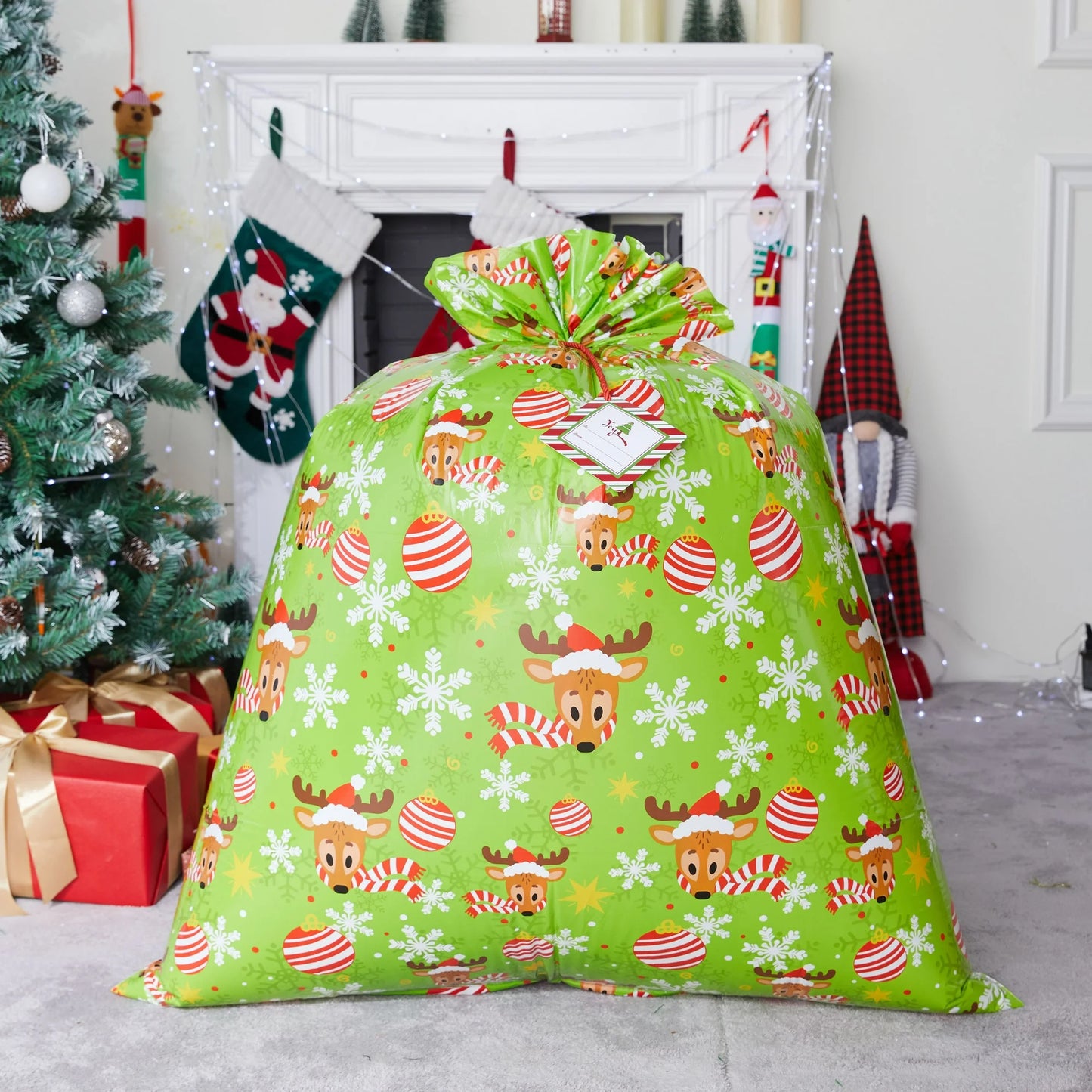 Joyfy 3 Pcs Large Christmas Gift Bags Xmas Presents 44”x 36” Jumbo Christmas Gift Bags Wrapping Giant Gift Bags for Huge Gifts Big Gift Sack Set
