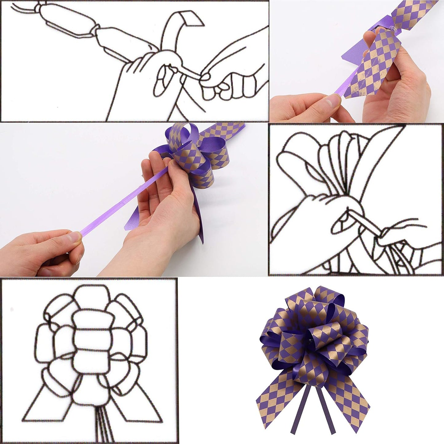 Joyfy 24 Present Wrap Ribbon Pull Bows 4.7", Easy and Fast Gift Wrapping Accessory for presents, Bows, Baskets, Wine Bottles Decoration, Gift Wrapping and Decoration Present