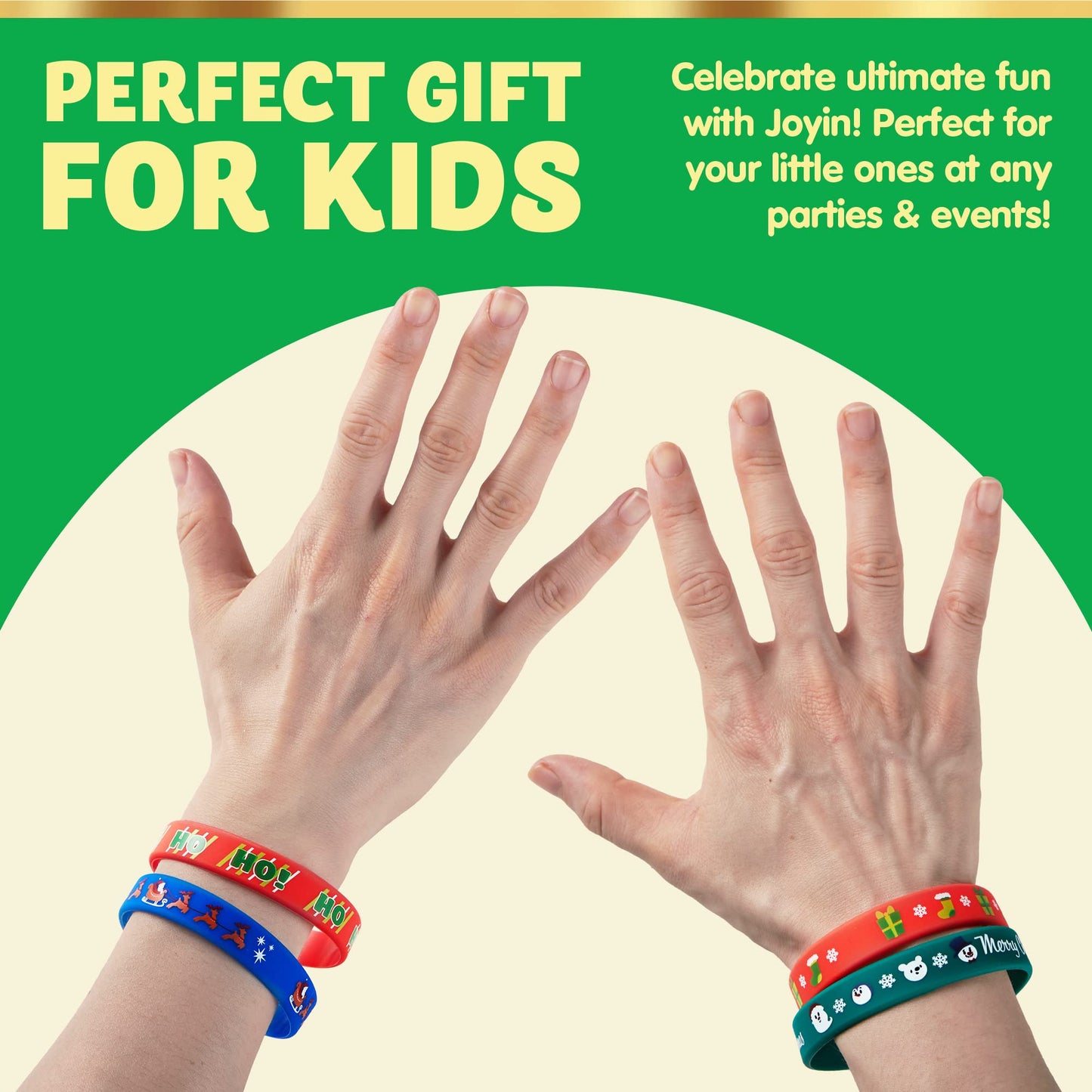 Joyfy 48 PCS Christmas Bracelets Toys for Kids, Silicone Rubber Bracelet Wristbands for Stocking Stuffers Gift Christmas Party Supply Favor