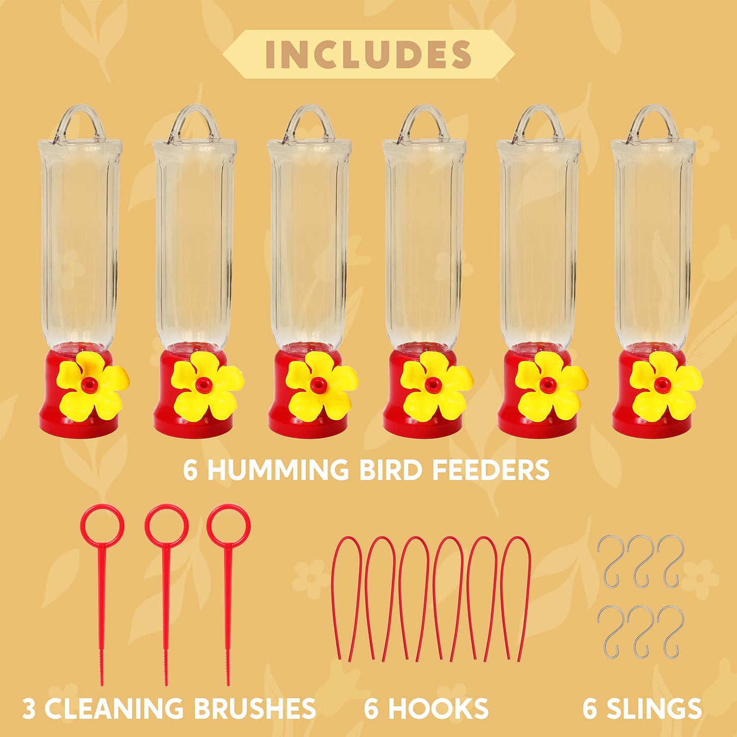 6 Pack Hummingbird Feeders For Outdoors, Hummingbird Feeder With Hanging Wires For Patio, Lawn, Backyard, Garden, Easy To Clean