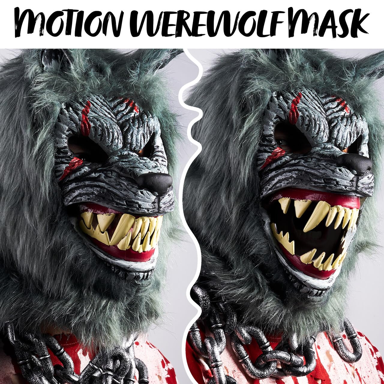 Joyfy Halloween Wolf Mask Scary Werewolf Mask for Adults Men,Halloween Costume Full Head Latex Wolf Masks Cosplay Prop