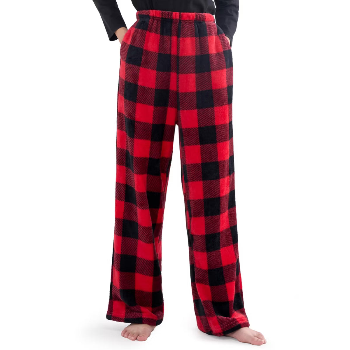 Joyfy Pajama Bottoms for Boys Pajama Pants Flannel Lounge Pant with Pockets Elastic Waist Plaid S/M/LXL/XXL Soft Long Pj Bottoms for 5-14 Year Old Boy