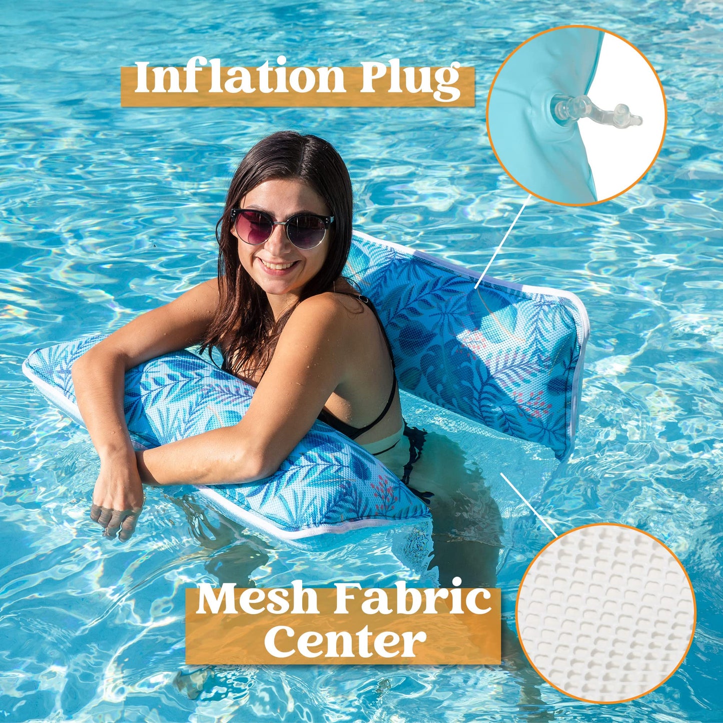 Syncfun 3 Packs Inflatable Pool Float Noodle Chair, Pool Noodle Floats for Adults, Swimming Pool Floatie Floating Chair for Summer Pool Party